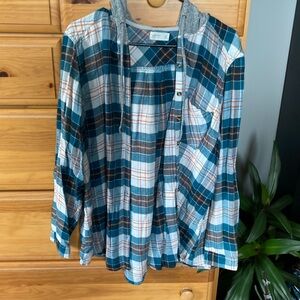 Size XL maurices hooded button up plaid